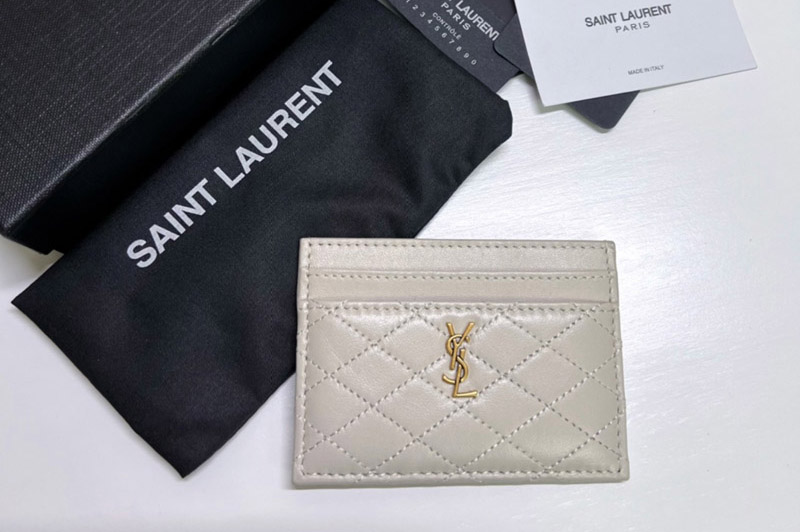 Saint Laurent 703219 YSL GABY CARD CASE IN White QUILTED LAMBSKIN