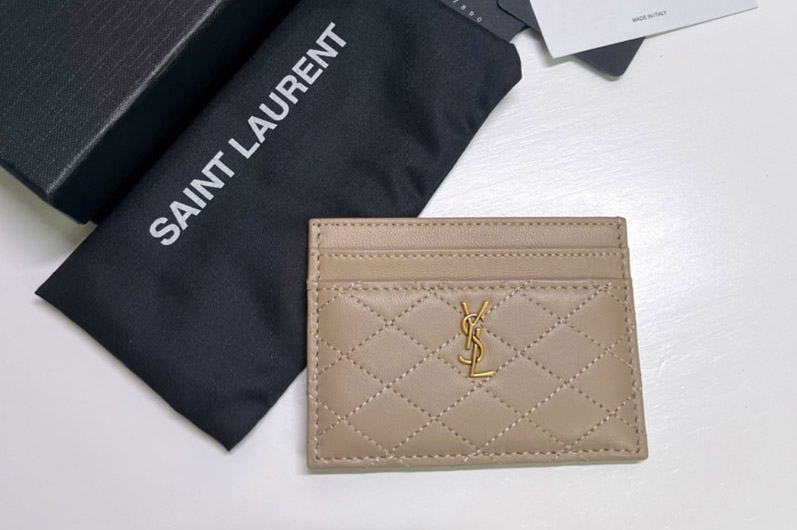 Saint Laurent 703219 YSL GABY CARD CASE IN Beige QUILTED LAMBSKIN