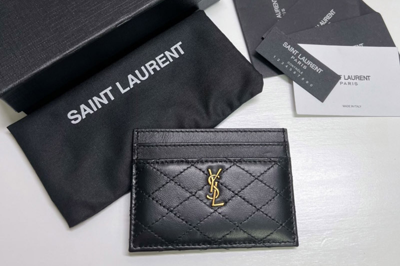 Saint Laurent 703219 YSL GABY CARD CASE IN Black QUILTED LAMBSKIN