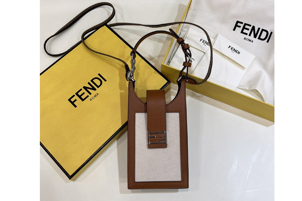 Fendi Phone Bag in White fabric mobile phone holder