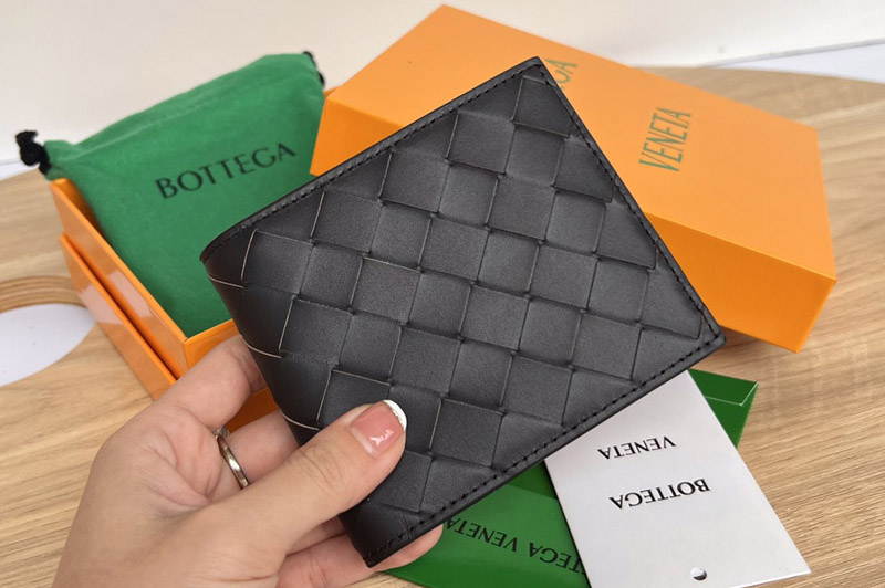 Bottega Veneta 605721 Bi-Fold Wallet in Dark Brown Intrecciato leather