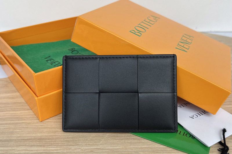 Bottega Veneta 651401 Credit Card Case in Black Intrecciato leather