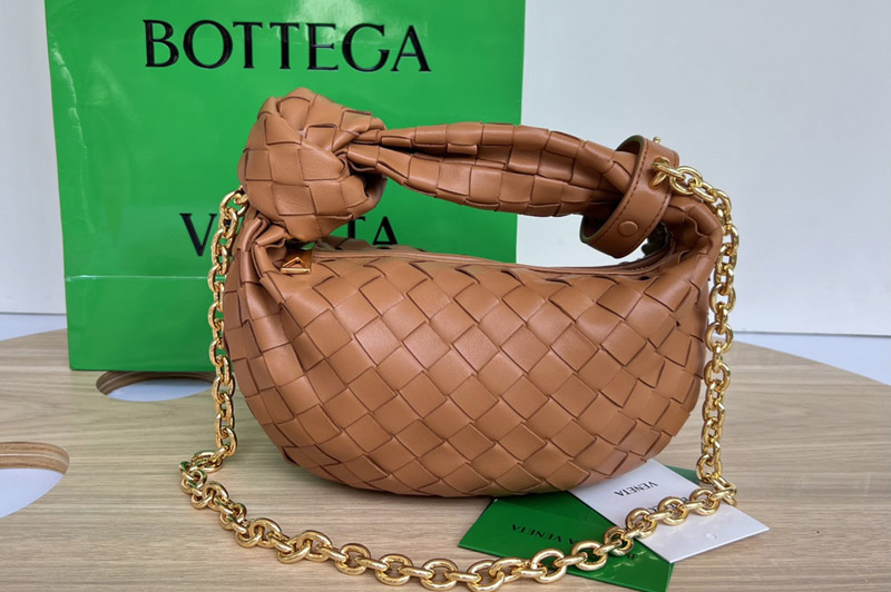 Bottega Veneta 709562 Mini Jodie top handle bag in Brown intrecciato leather
