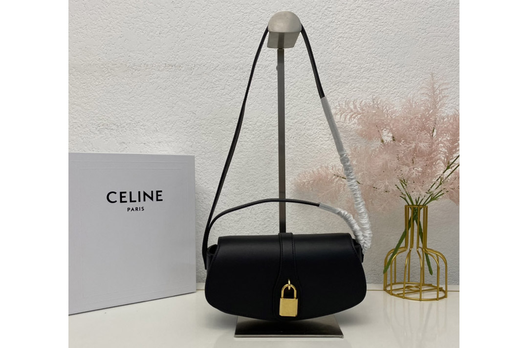 Celine 10I592 CLUTCH ON STRAP TABOU bag IN Black CALFSKIN Leather