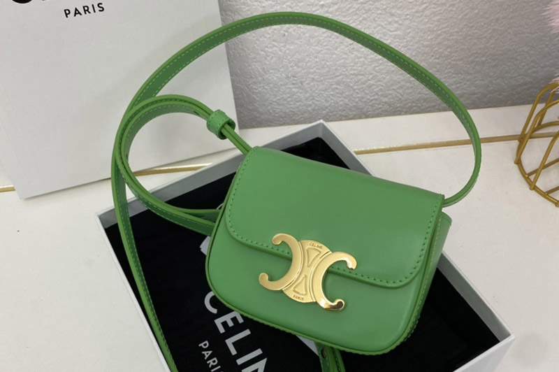 Celine 10I512 MINI TRIOMPHE bag IN Green CALFSKIN Leather