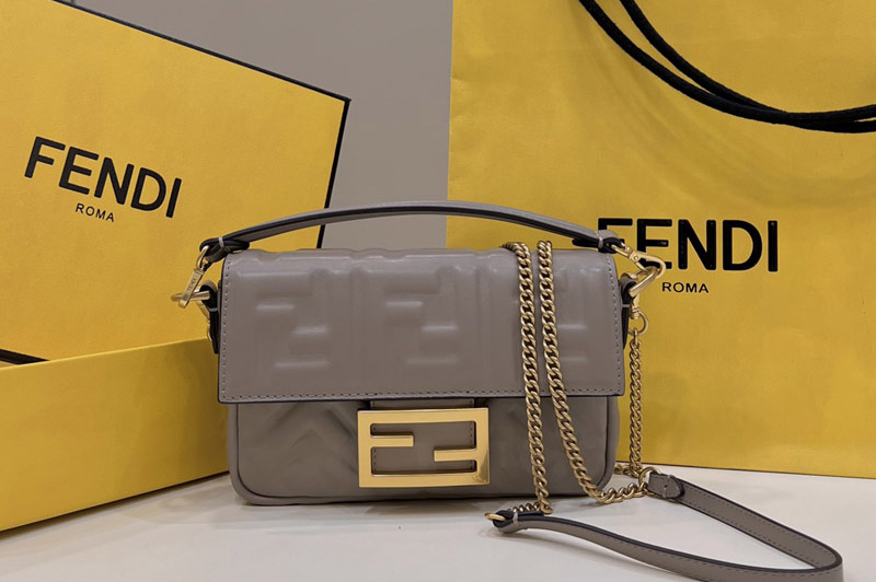 Fendi Baguette Mini bag in Grey nappa leather bag