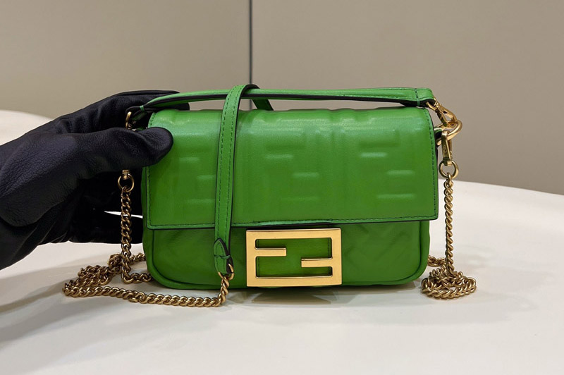 Fendi Baguette Mini bag in Green nappa leather bag