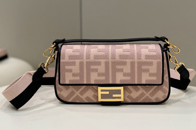 Fendi 8BR600 medium Baguette bag in Pink FF canvas bag