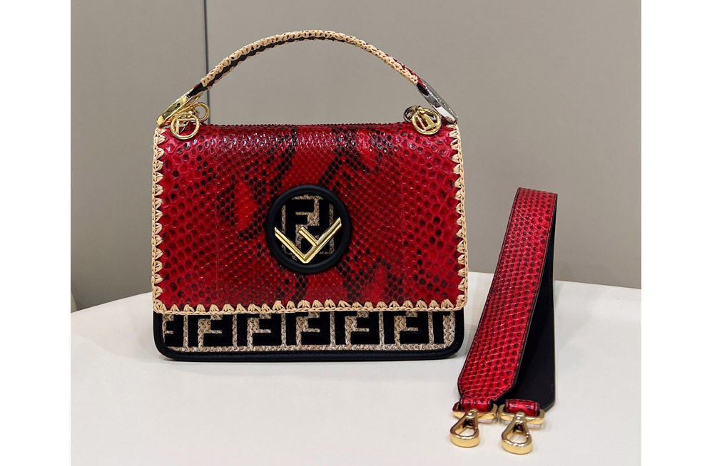 Fendi Kan I F Large Bag in Red Leather