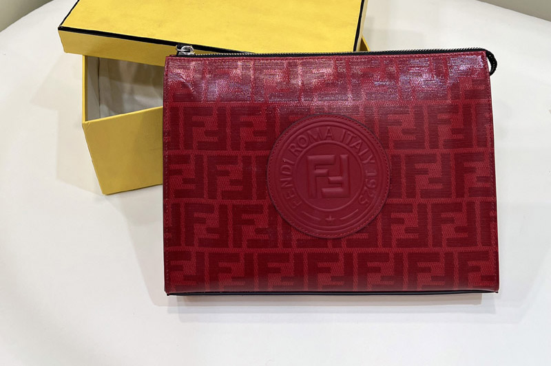 Fendi Flat Pouch Bag in Red Leather