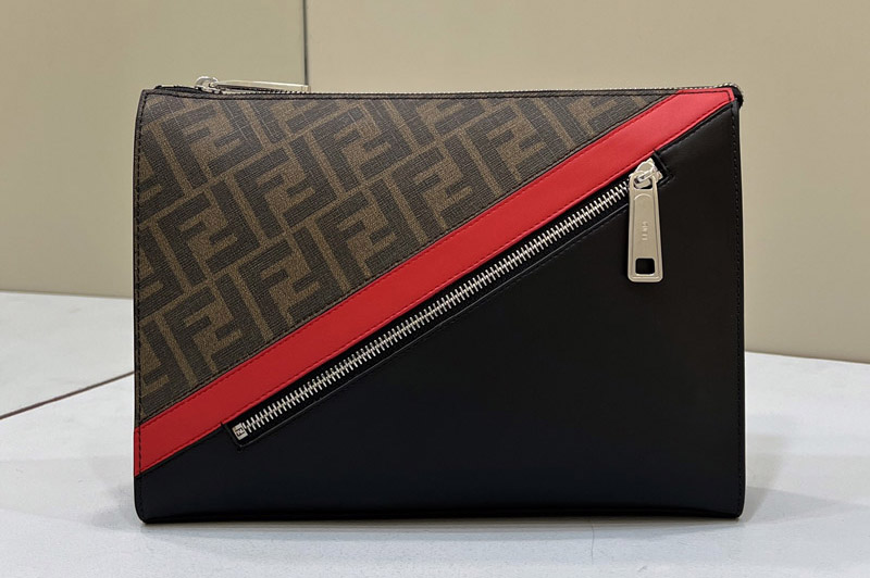 Fendi 7VA433 Clutch Bag in FF Canvas and Leather