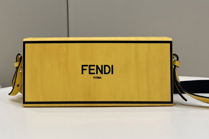 Fendi 8BT340 Horizontal Box Crossbody Bag in Yellow Leather