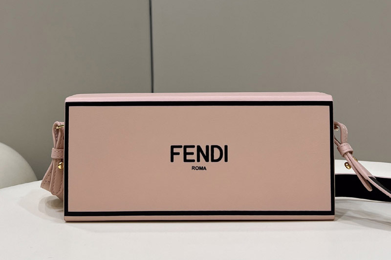 Fendi 8BT340 Horizontal Box Crossbody Bag in Pink Leather