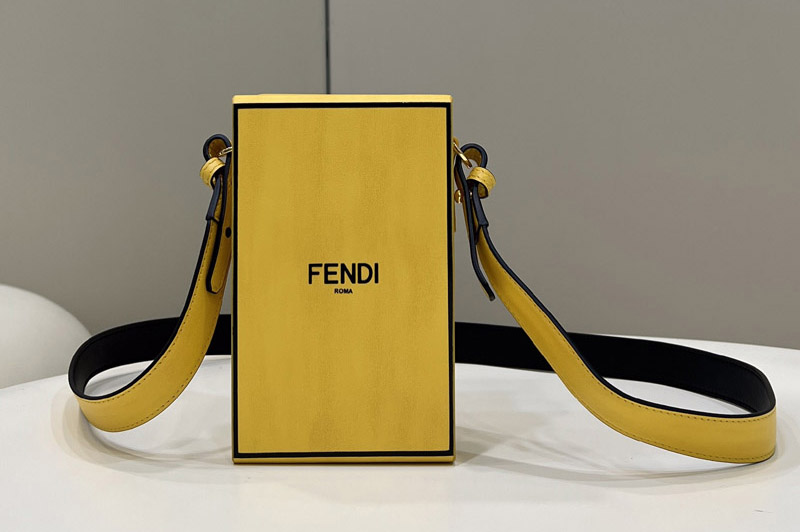 Fendi 7VA519 Fendi Box Shoulder Bag in Yellow Leather