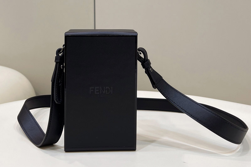 Fendi 7VA519 Fendi Box Shoulder Bag in Black Leather