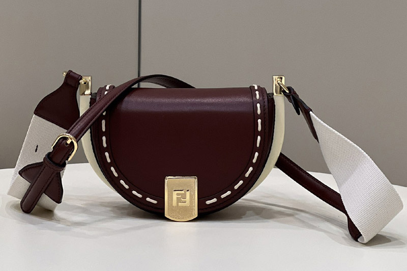 Fendi Moonlight Saddle Bag in Burgundy Leather