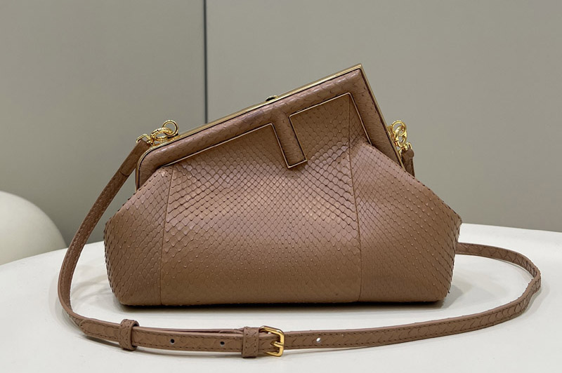 Fendi 8BP129 Fendi First Small bag in Brown python leather