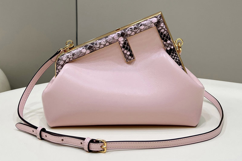 Fendi 8BP129 Fendi First Small bag in Pink leather and python leather