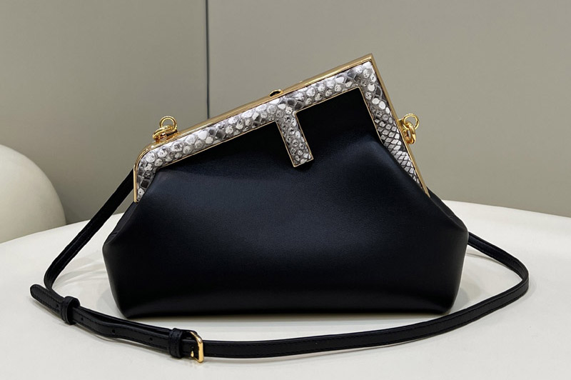 Fendi 8BP129 Fendi First Small bag in Black leather and python leather
