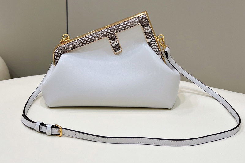 Fendi 8BP129 Fendi First Small bag in White leather and python leather