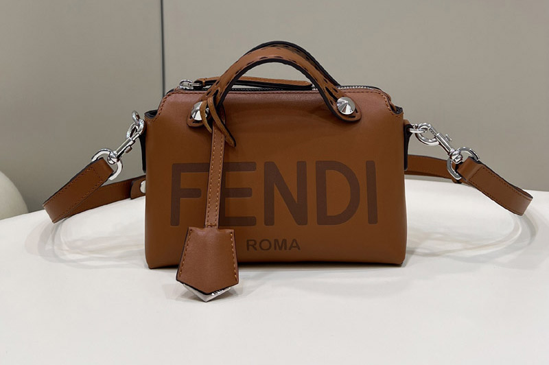 Fendi 8BL145 By The Way Mini small Boston bag in Brown leather