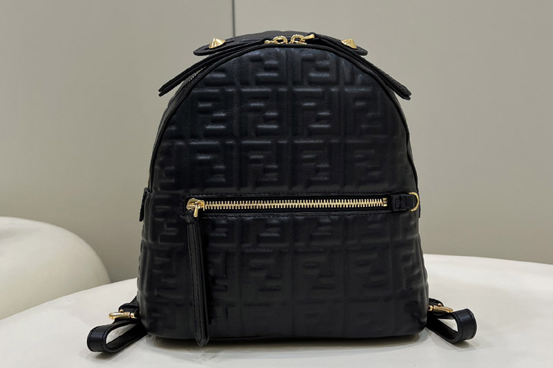 Fendi 8BZ038 Mini Backpack in Black Leather
