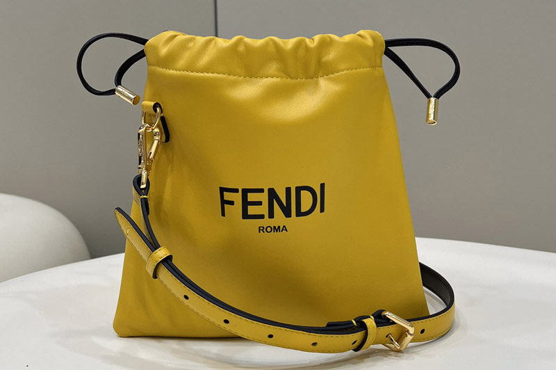 Fendi Pack Small Pouch Bag in Yellow Leather