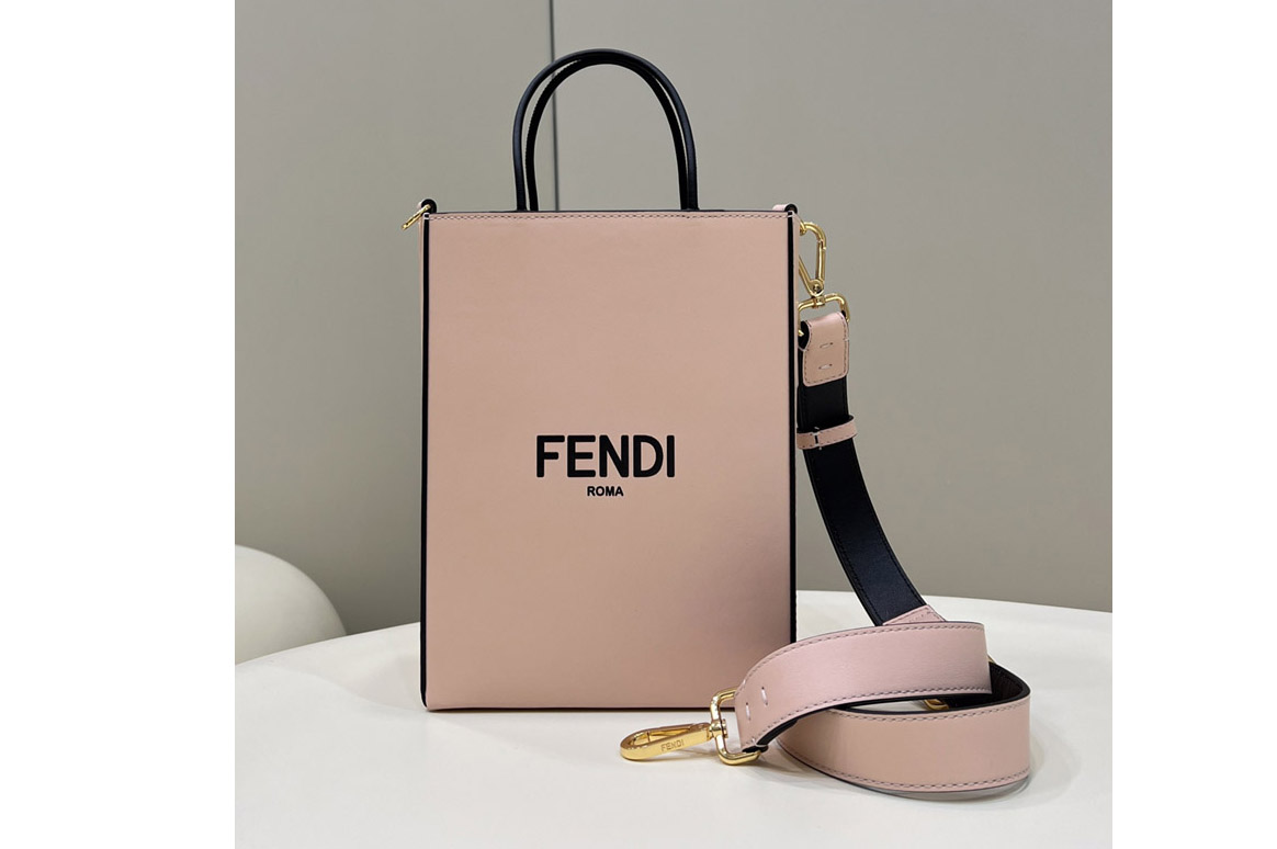 Fendi Shopping Small Tote Bag in Pink Leather