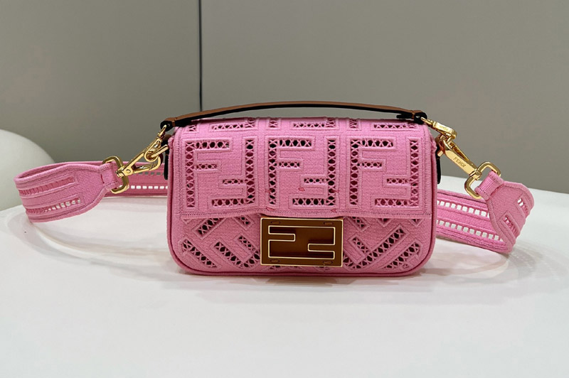 Fendi 8BS017 Mini Baguette bag in Pink Leather