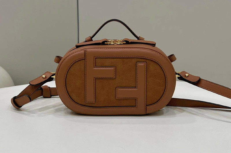 Fendi 8BS058 Mini Camera Case mini-bag in Brown leather and suede