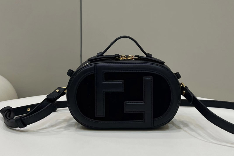 Fendi 8BS058 Mini Camera Case mini-bag in Black leather and suede