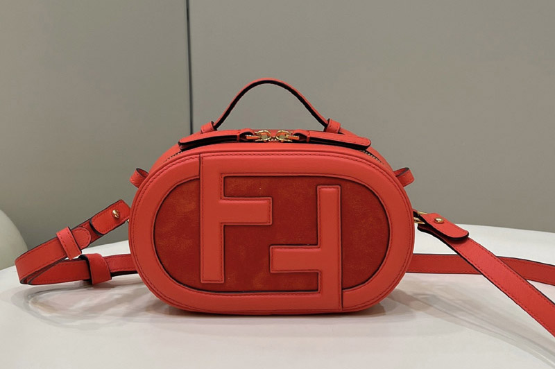 Fendi 8BS058 Mini Camera Case mini-bag in Red leather and suede