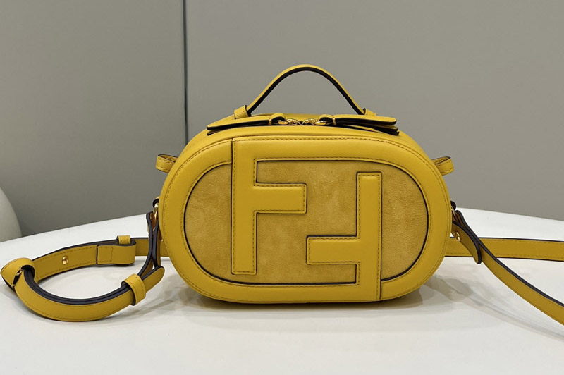 Fendi 8BS058 Mini Camera Case mini-bag in Yellow leather and suede