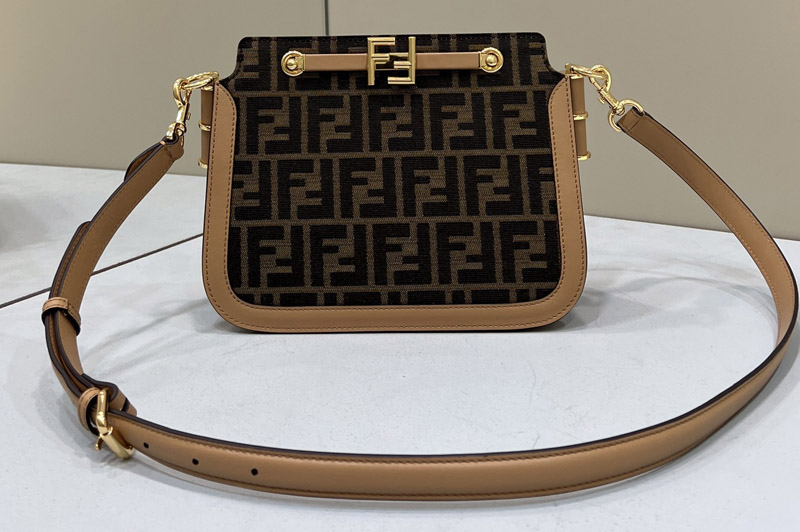 Fendi 8BT349 Fendi Touch Gusseted bag in Brown FF fabric