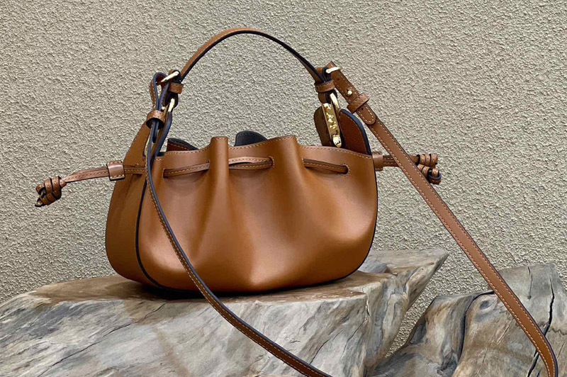 Fendi 8BS059 Pomodorino Mini bag in Brown Leather