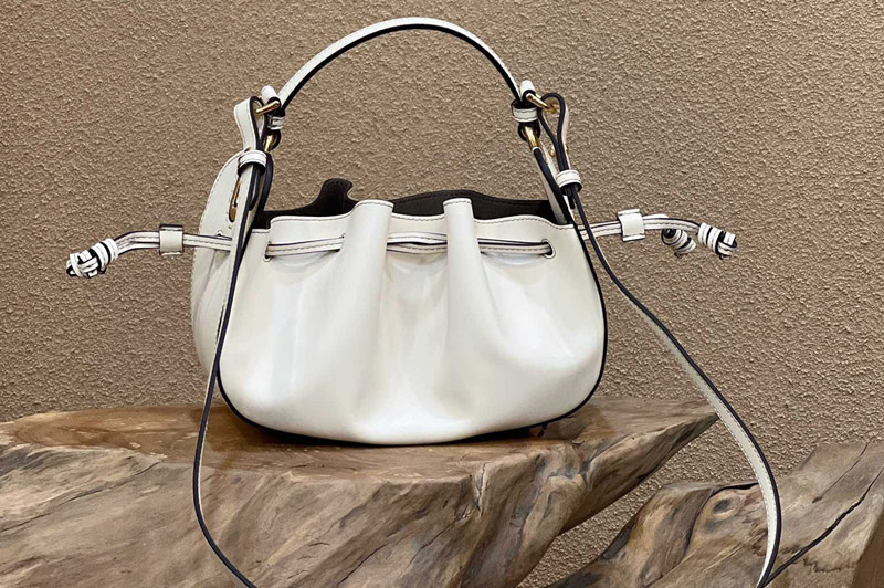 Fendi 8BS059 Pomodorino Mini bag in White Leather