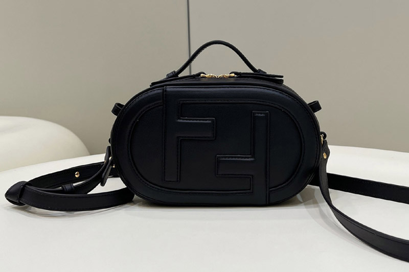 Fendi 8BS058 O'Lock Mini Camera Case Oval mini bag in Black leather
