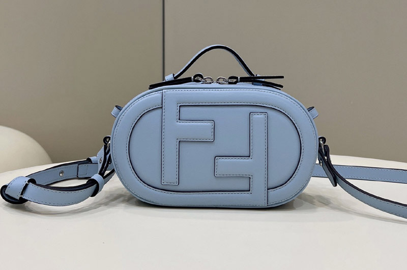 Fendi 8BS058 O'Lock Mini Camera Case Oval mini bag in Blue leather