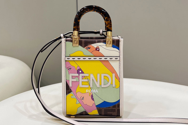 Fendi 8BS051 Mini Sunshine Shopper bag in FF printed fabric