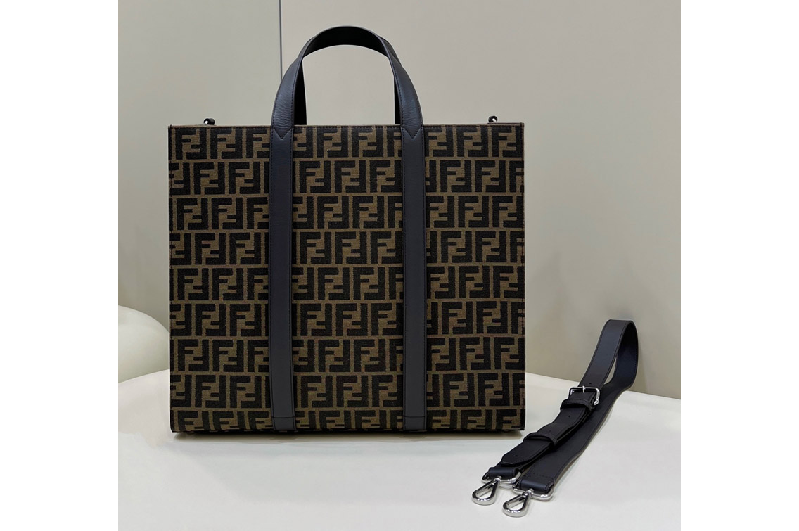 Fendi 7VA390 Shopper Tote Bag in FF jacquard fabric