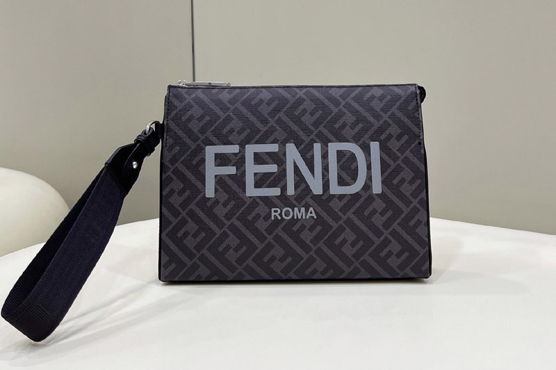 Fendi 7VA564 Clutch Pack pouch Bag in black FF fabric