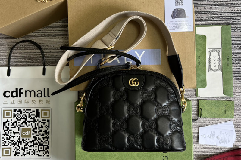 Gucci ‎702229 GG Matelassé leather small bag in Black GG Matelasse leather