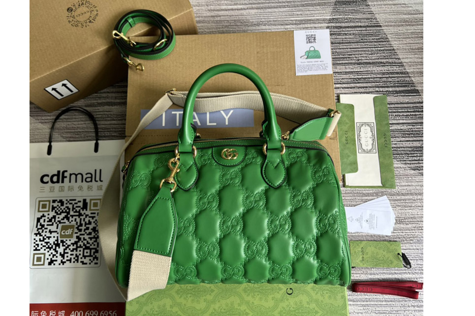 Gucci ‎‎702242 GG Matelasse leather medium bag in Green GG Matelasse leather