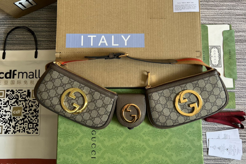 Gucci 702614 Gucci Blondie mini belt bag in Beige and ebony GG Supreme canvas