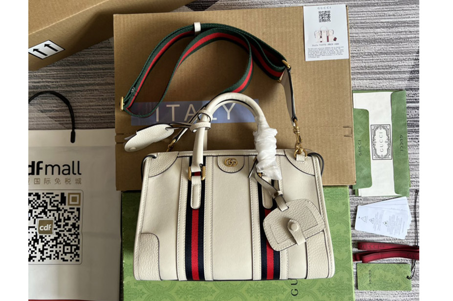 Gucci 715772 Bauletto Small top handle bag in White Leather