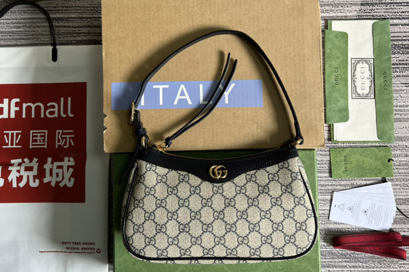 Gucci 735145 Ophidia small handbag in Beige and Blue GG Supreme canvas