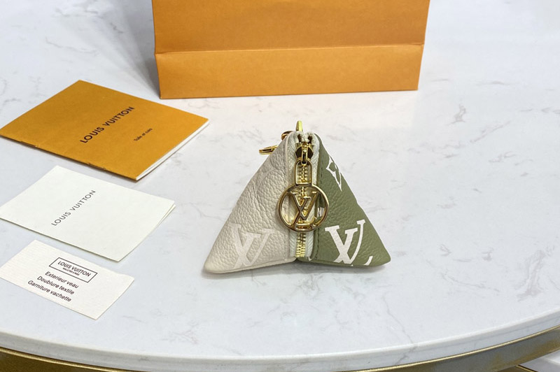 Louis Vuitton M00669 LV Berlingot bag charm and key holder in Beige/Green Monogram canvas