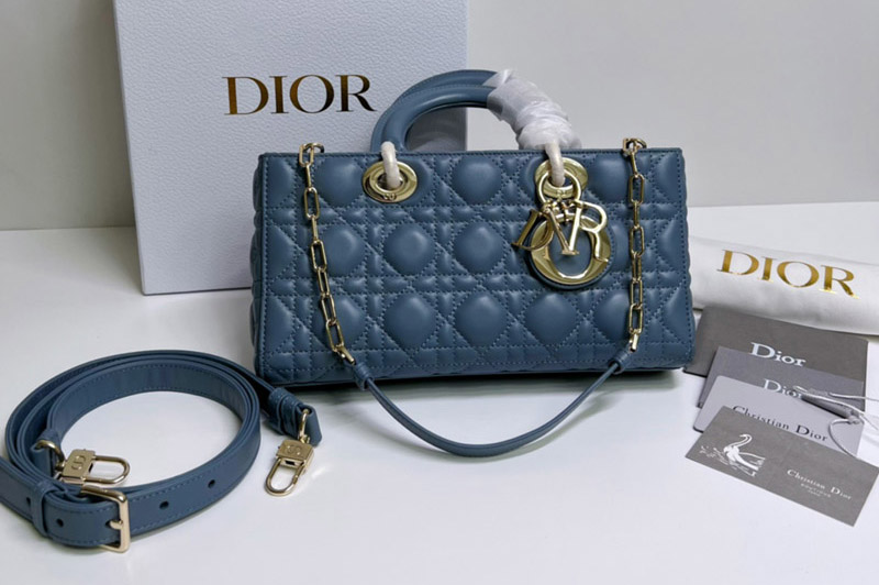 Christian Dior M0540 Lady D-Joy bag in Blue Cannage Lambskin