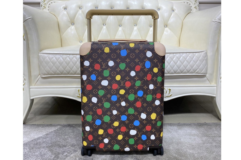 Louis Vuitton M10118 LV x YK Horizon 55 trolley bag in Monogram coated canvas with 3D Painted Dots print
