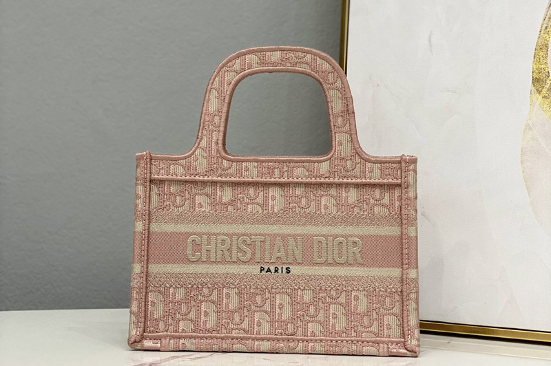 Christian Dior S5475 mini dior book tote bag in Pink Dior Oblique Embroidery
